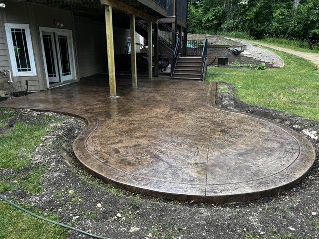 Close-up of stamped concrete with textured pattern